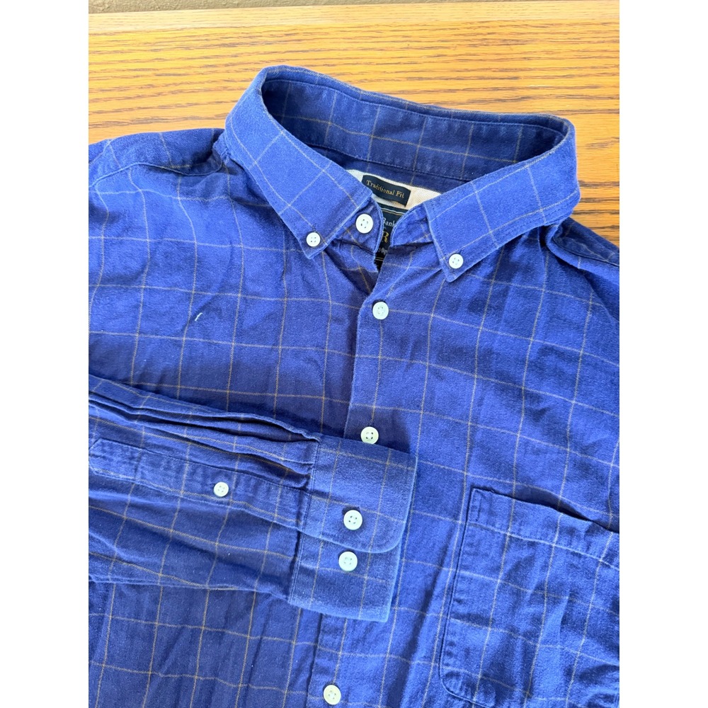 Jos. A. Bank Mens Button Down XL Blue Cashmere Cotton Blend Plaid Preppy